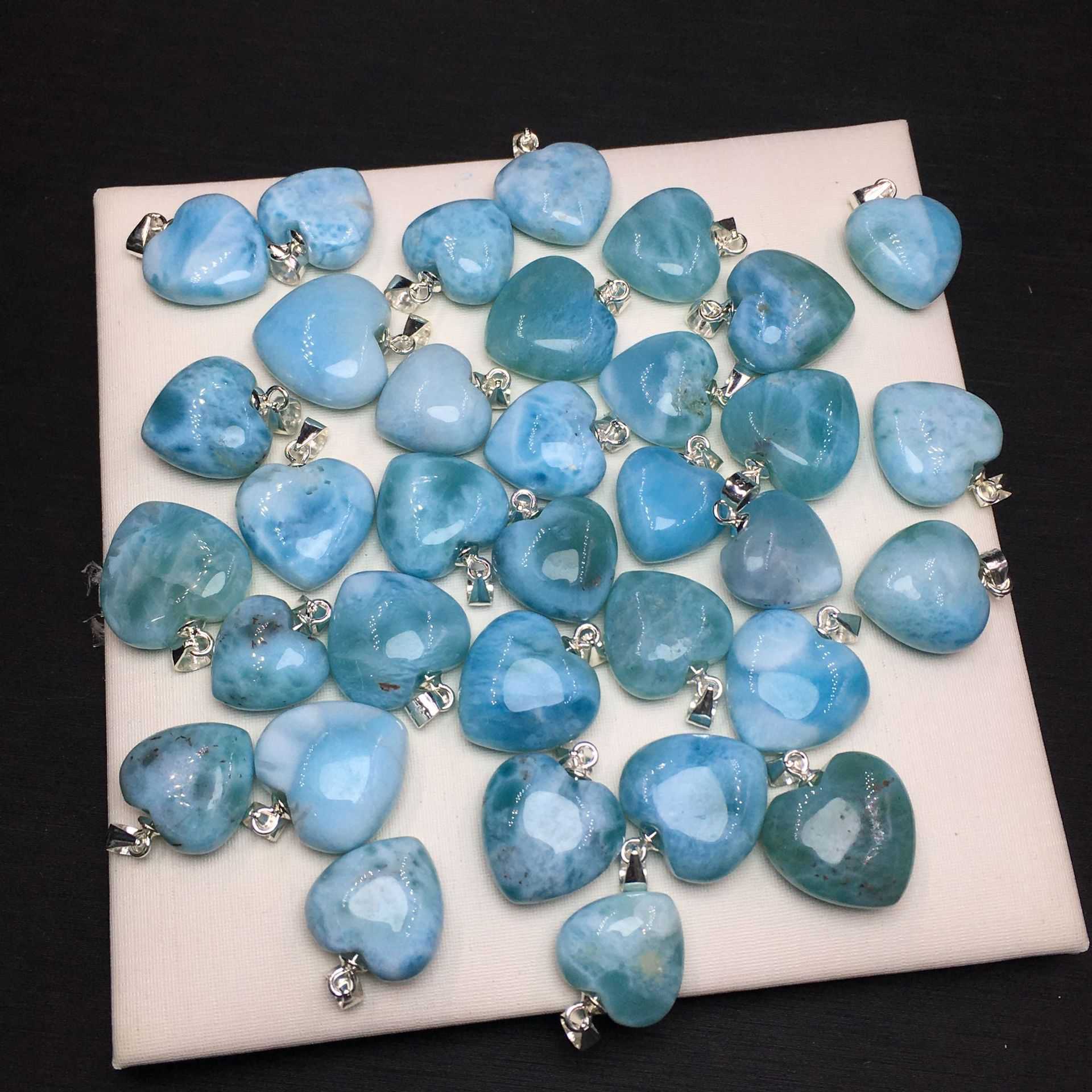 Larimar Heart-Shaped Pendant Silver Buckle