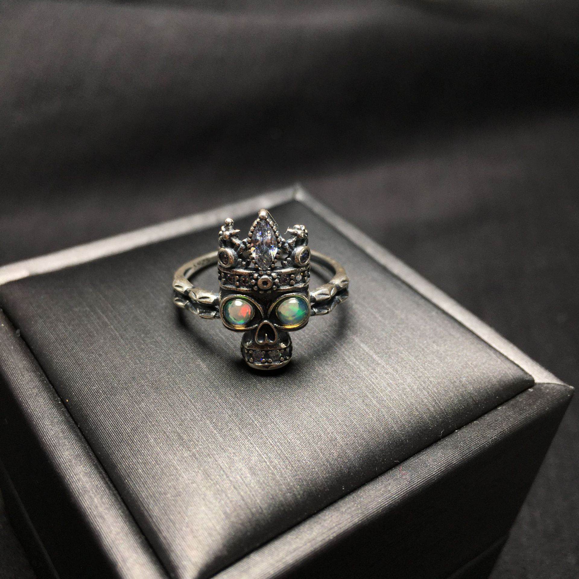 Opal Skull Ring