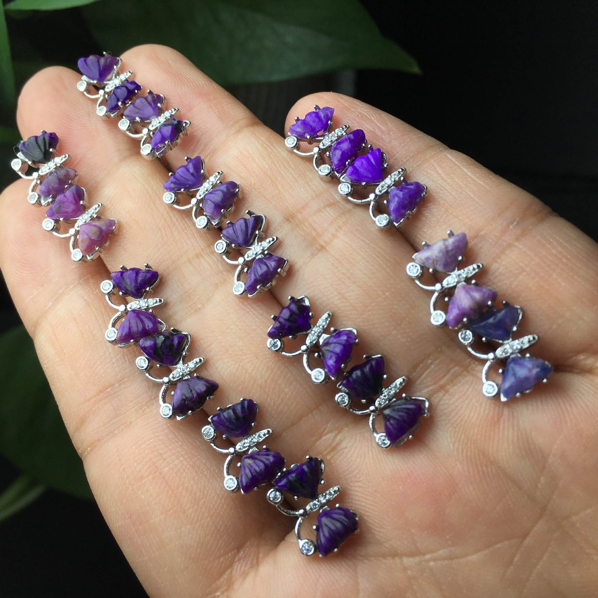 Sugilite Gemstone Butterfly Earrings