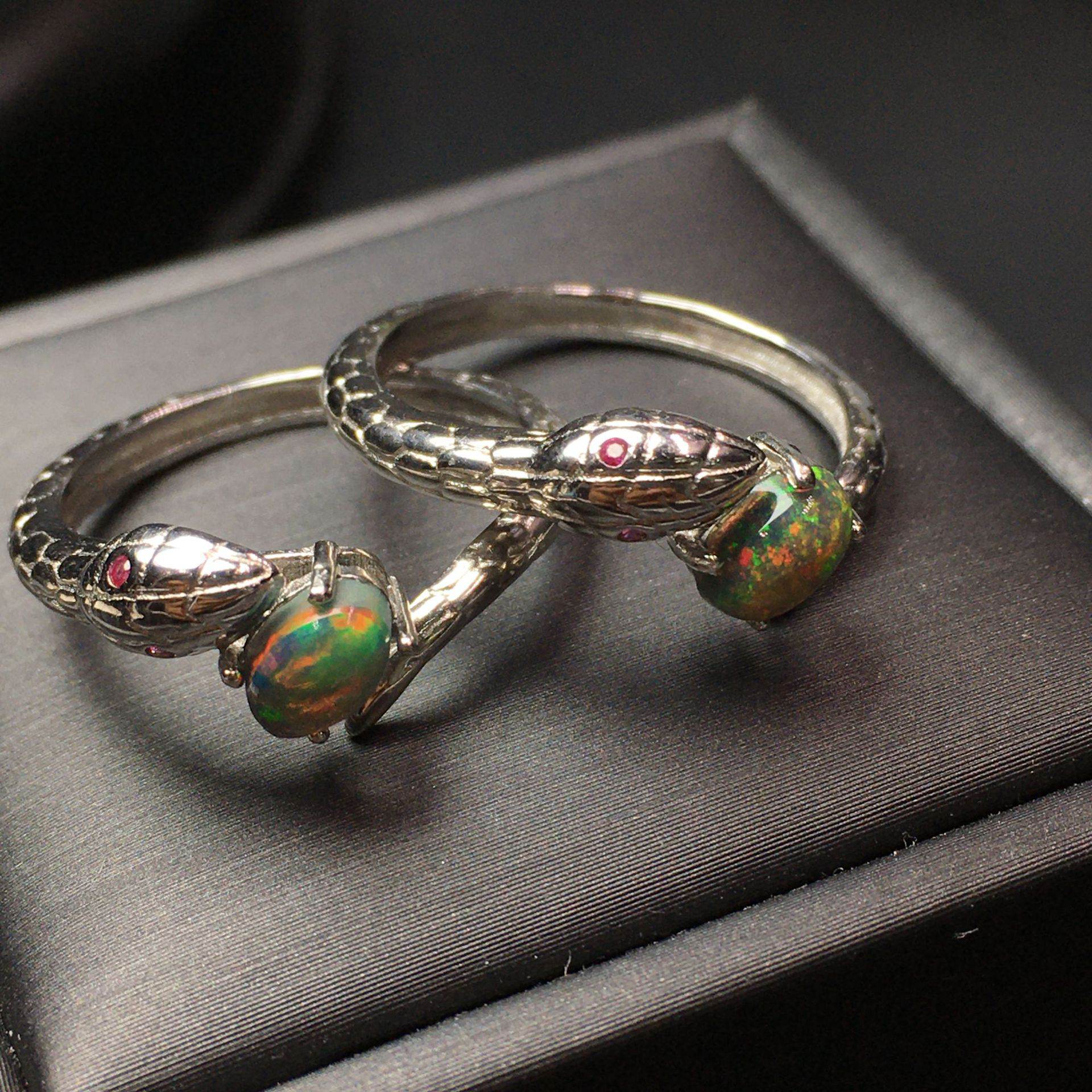 Natural color Opal snake shaped ring