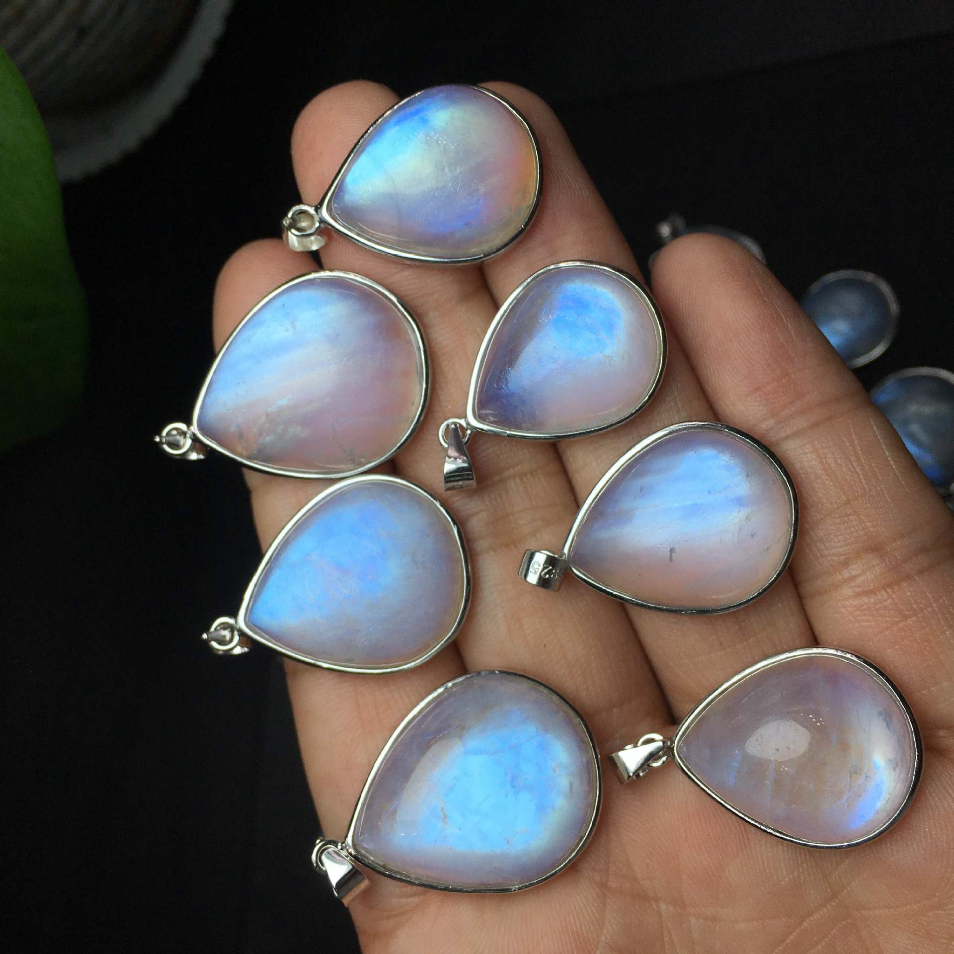 Blue Moonstone Droplet Pendant