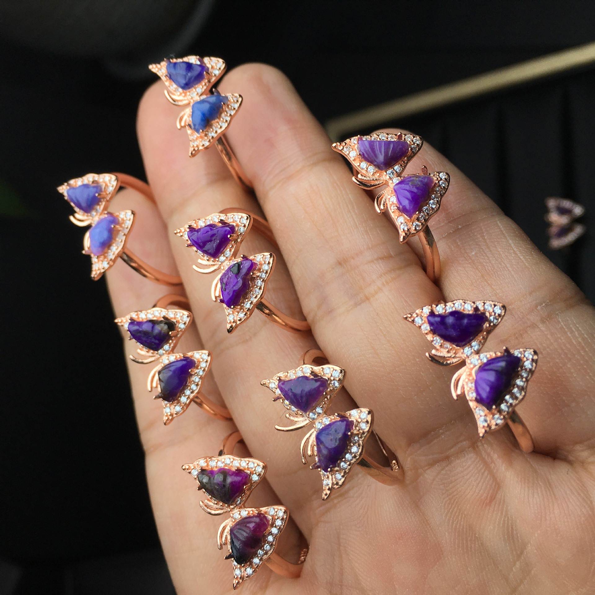 Natural Sugilite Butterfly Ring S925 Silver