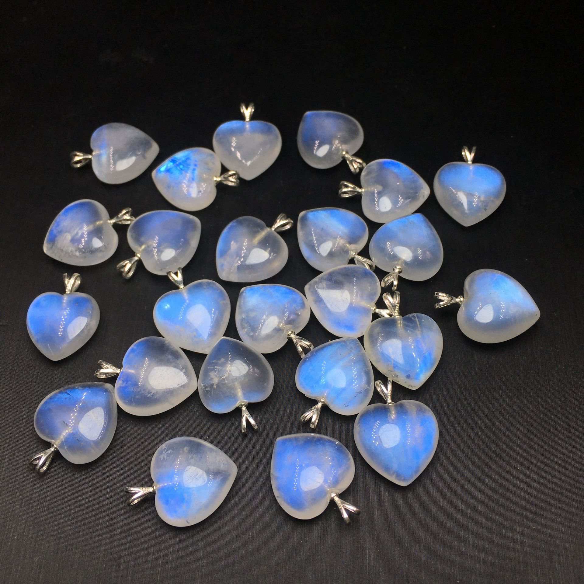 Blue Moonstone Heart Pendant in S925 Silver