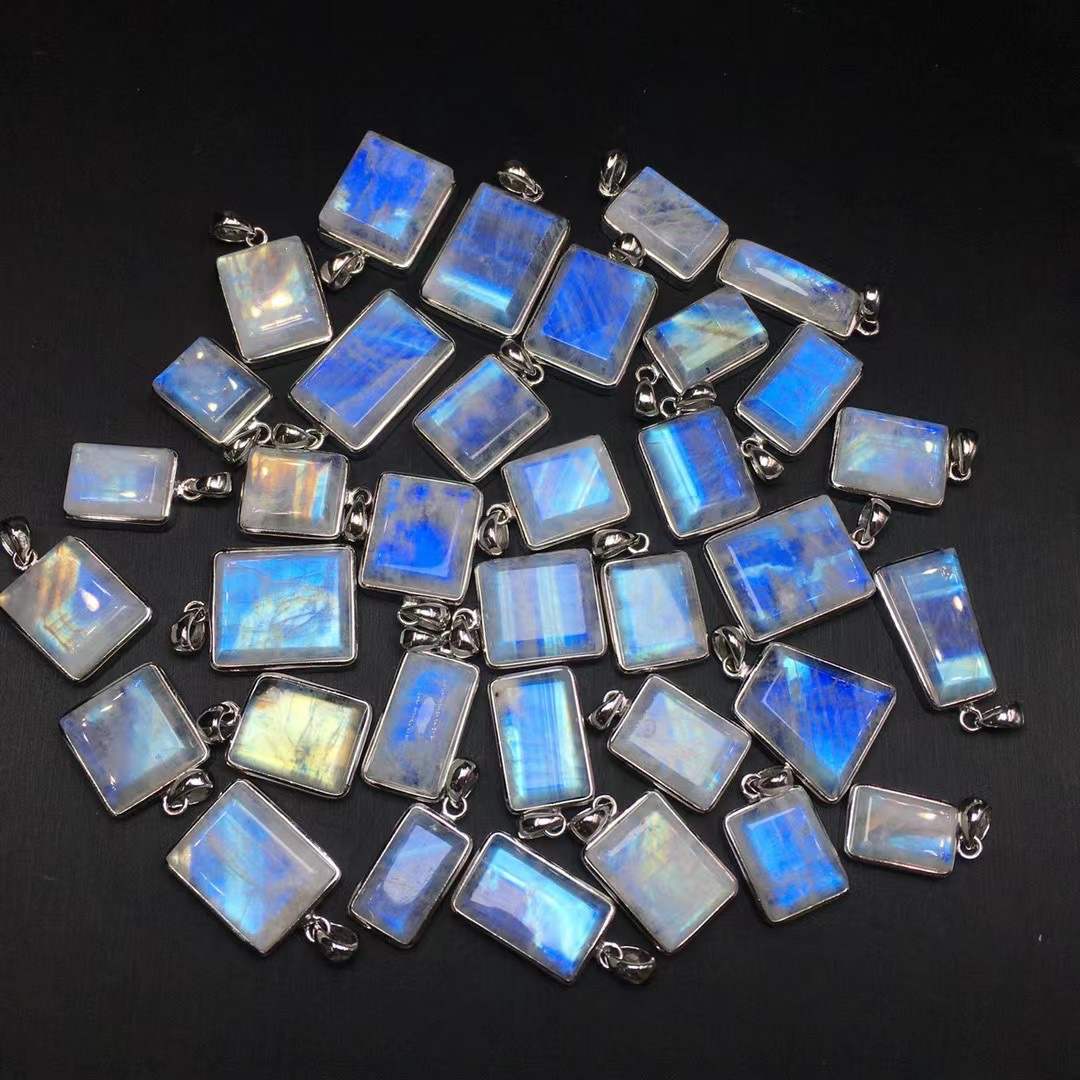 Blue Moonstone Block Pendant