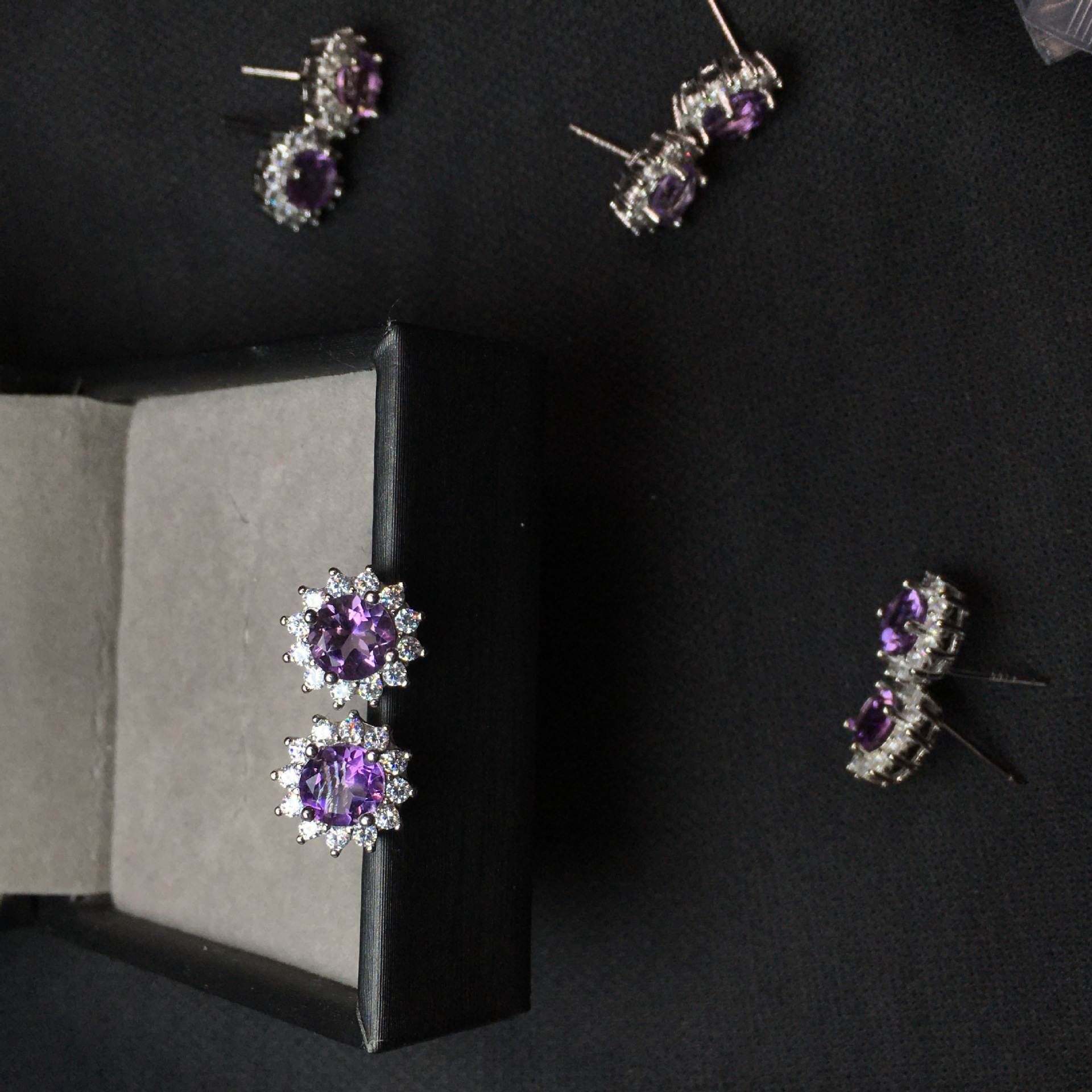 Amethyst Flower Earrings  S925 Silver