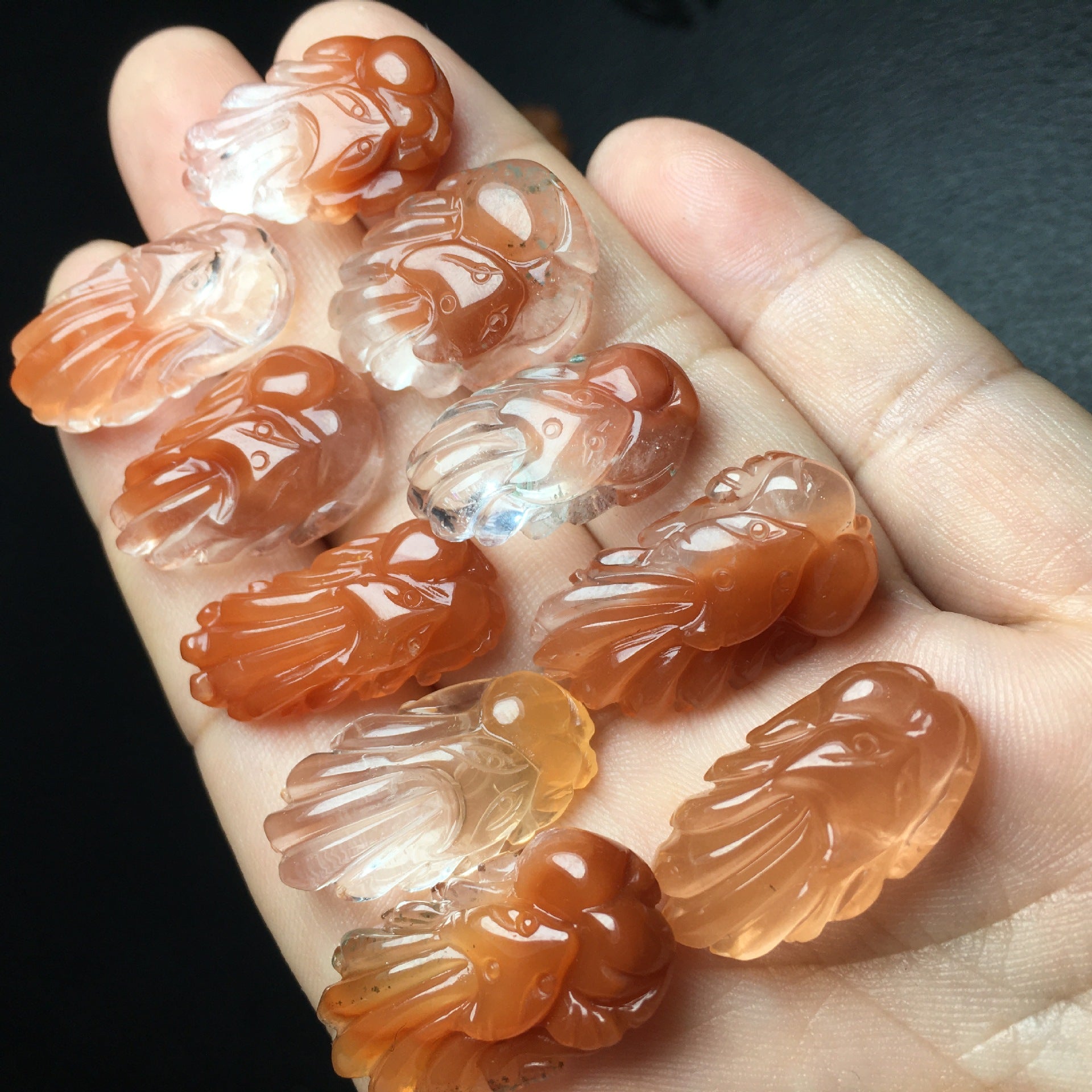 Carved Nine-Tailed Fox Red Rutilated Quartz