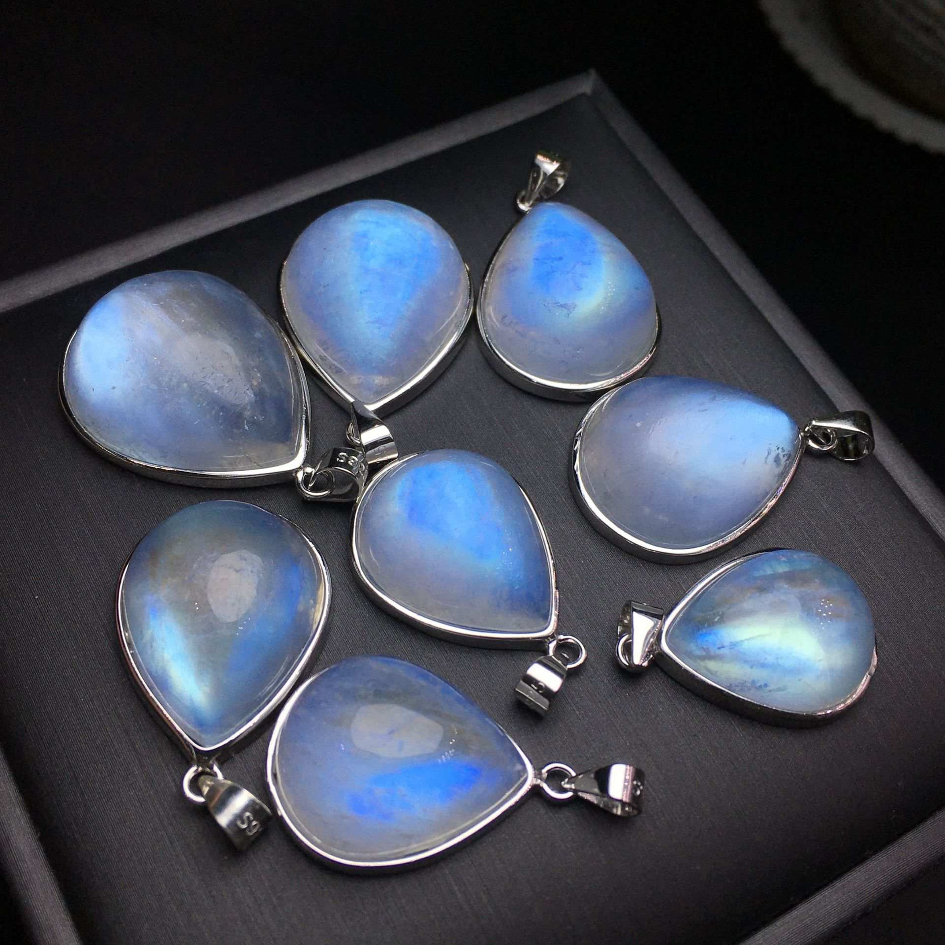 Blue Moonstone Droplet Pendant