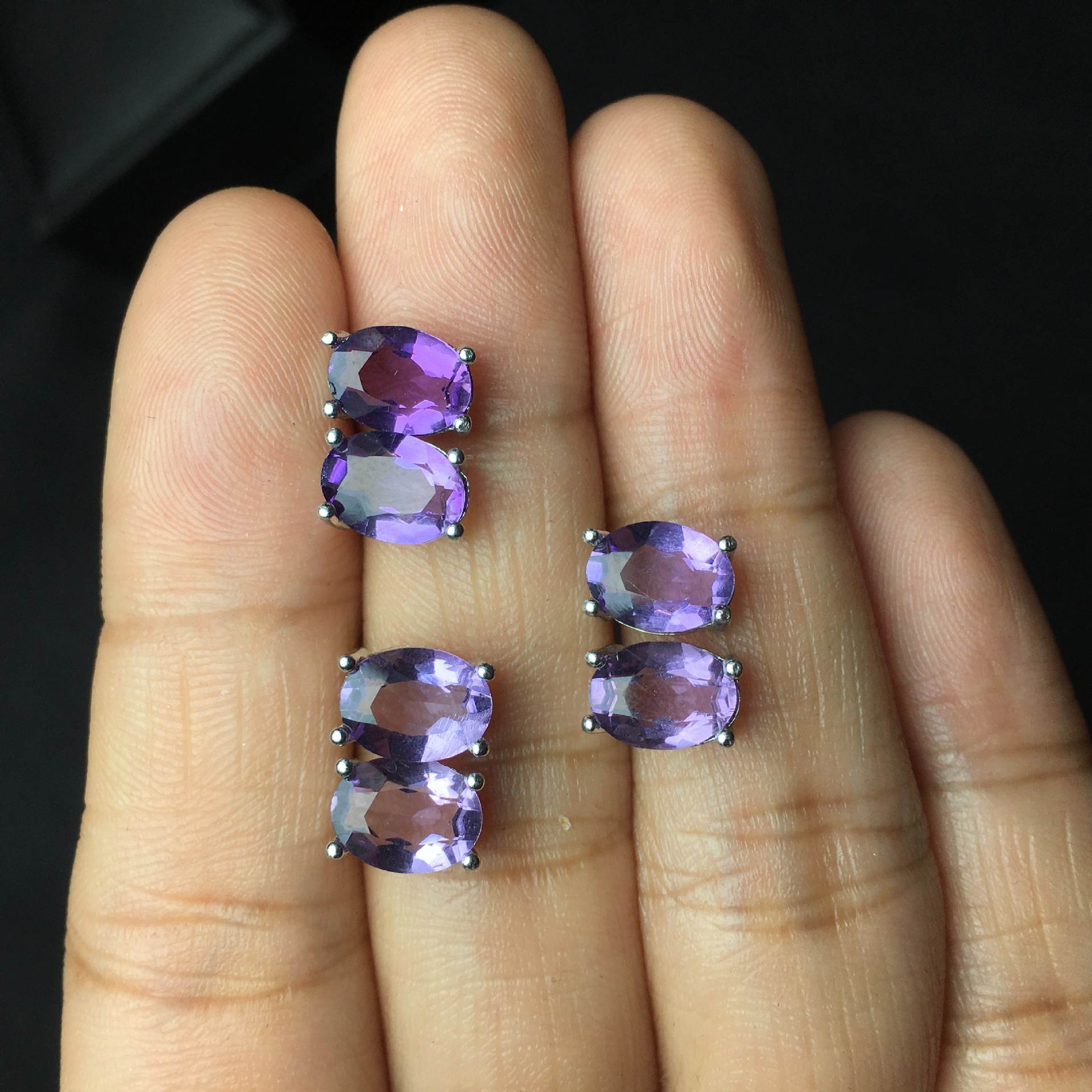 Amethyst Gemstone Earrings with S925 Silver