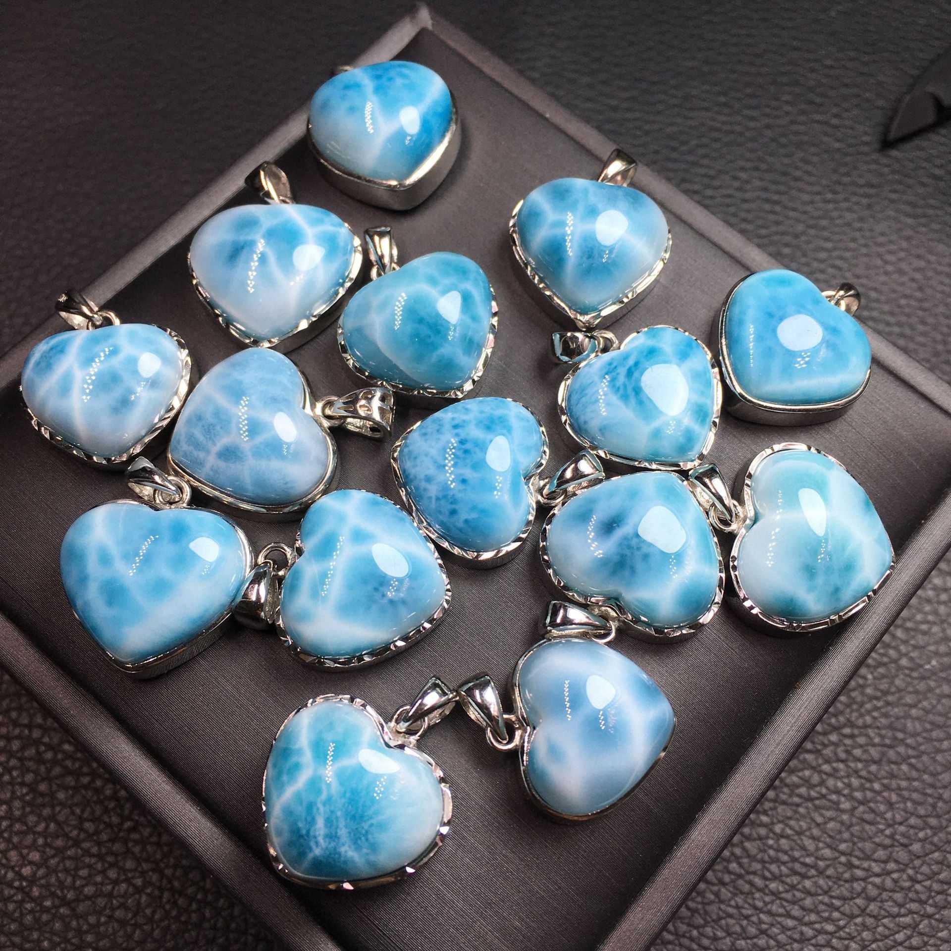 Larimar Love Heart Pendant in S925 Silver