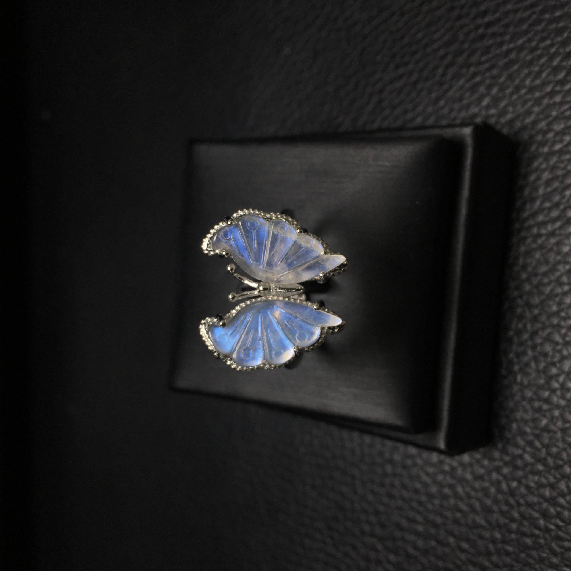 Blue Moonstone Butterfly Ring