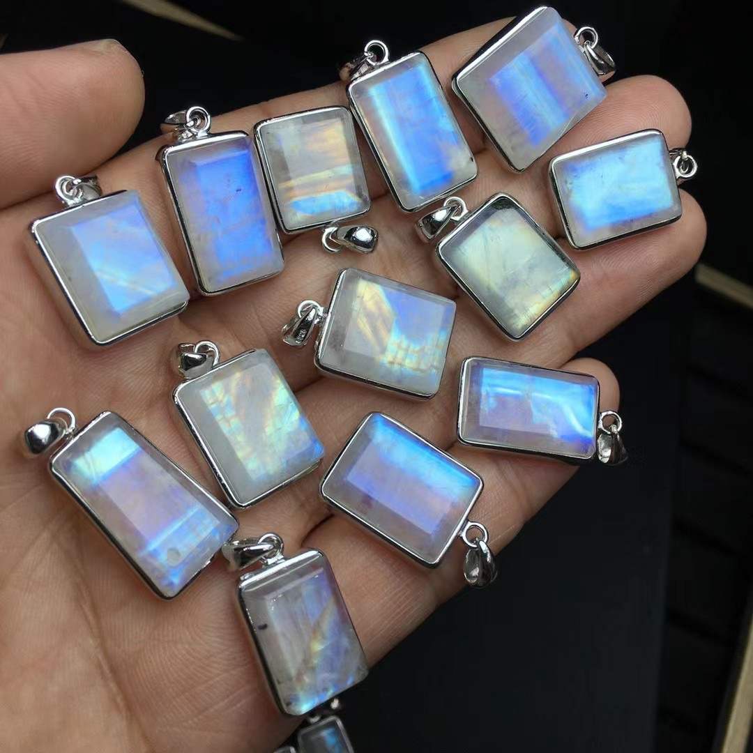 Blue Moonstone Block Pendant