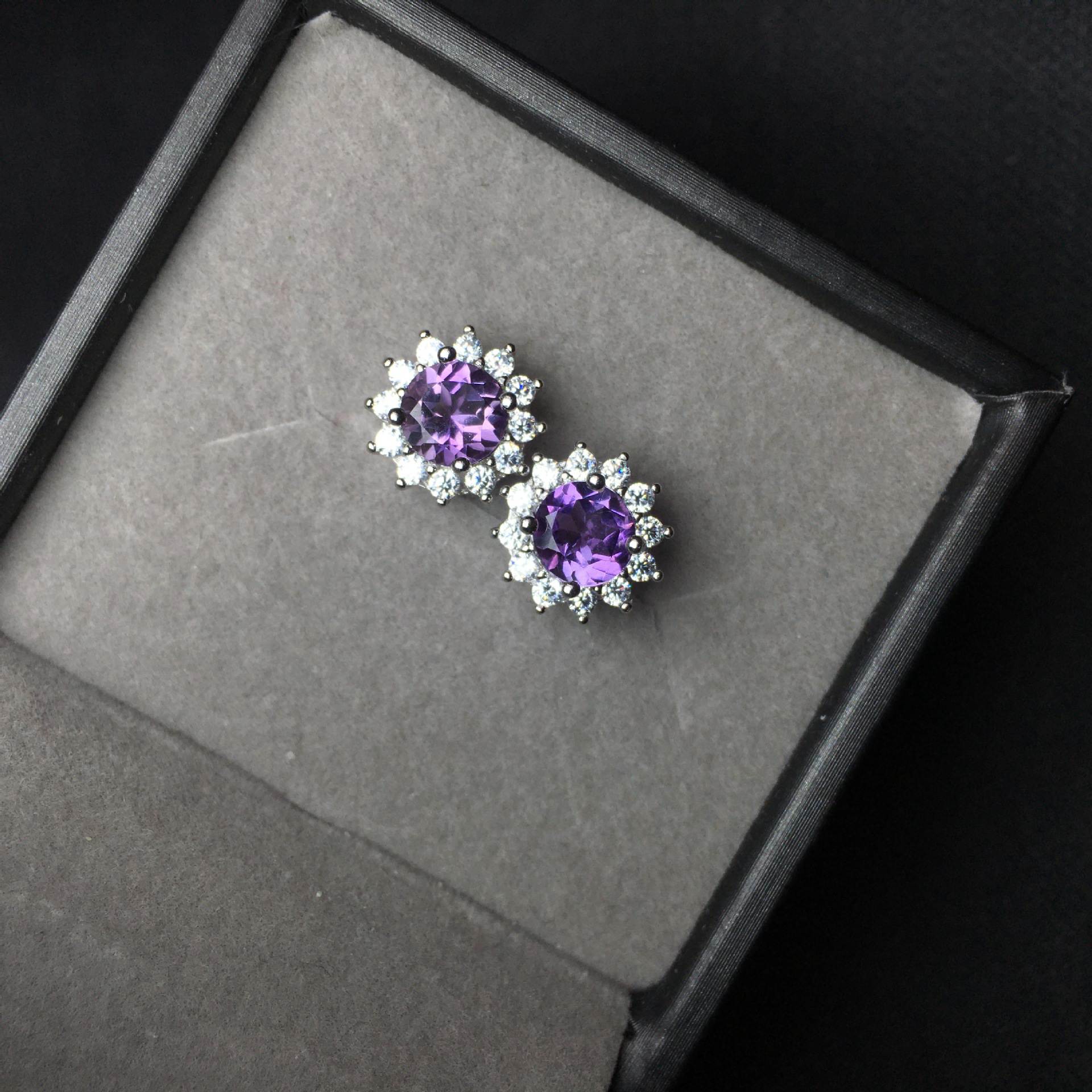 Amethyst Flower Earrings  S925 Silver