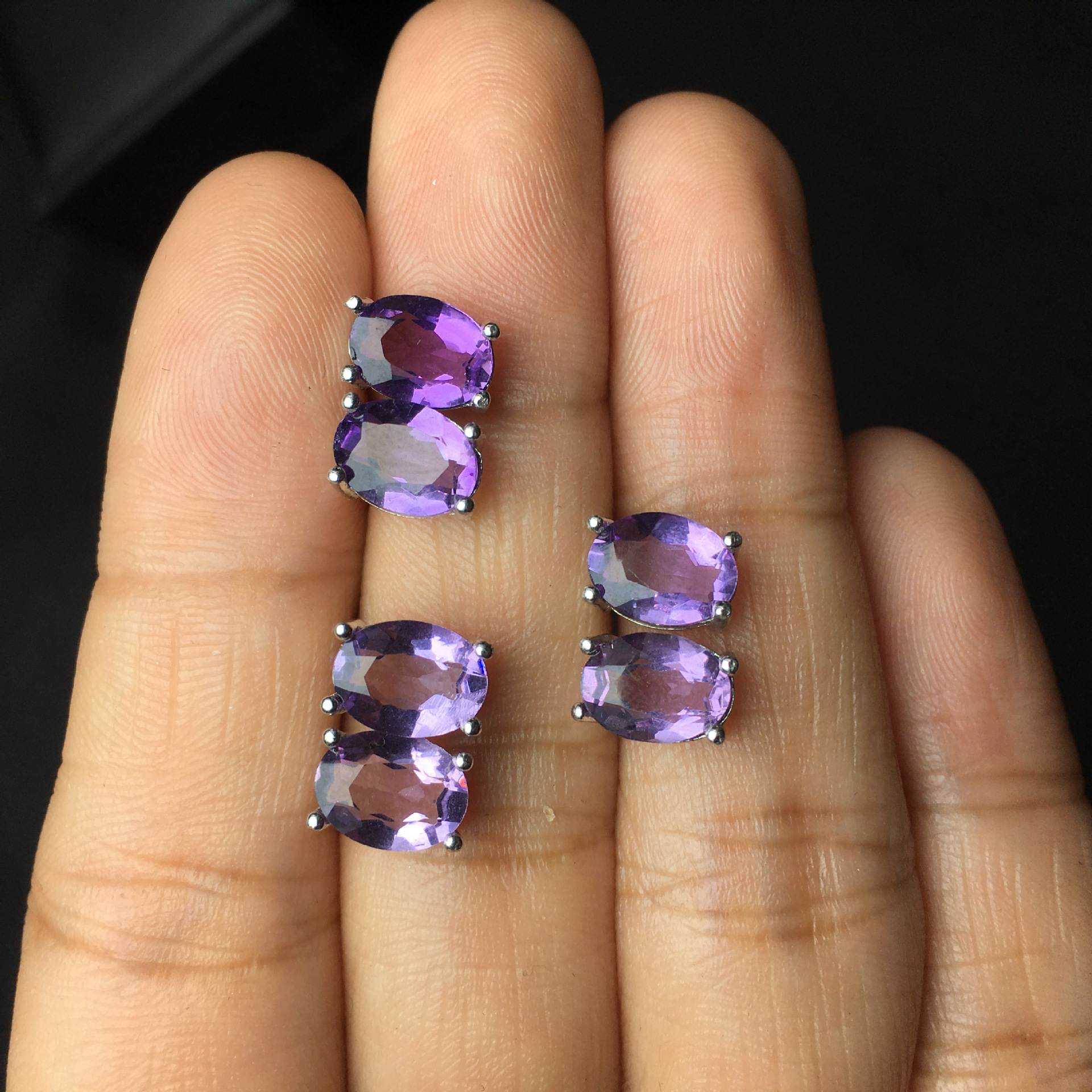 Amethyst Gemstone Earrings with S925 Silver