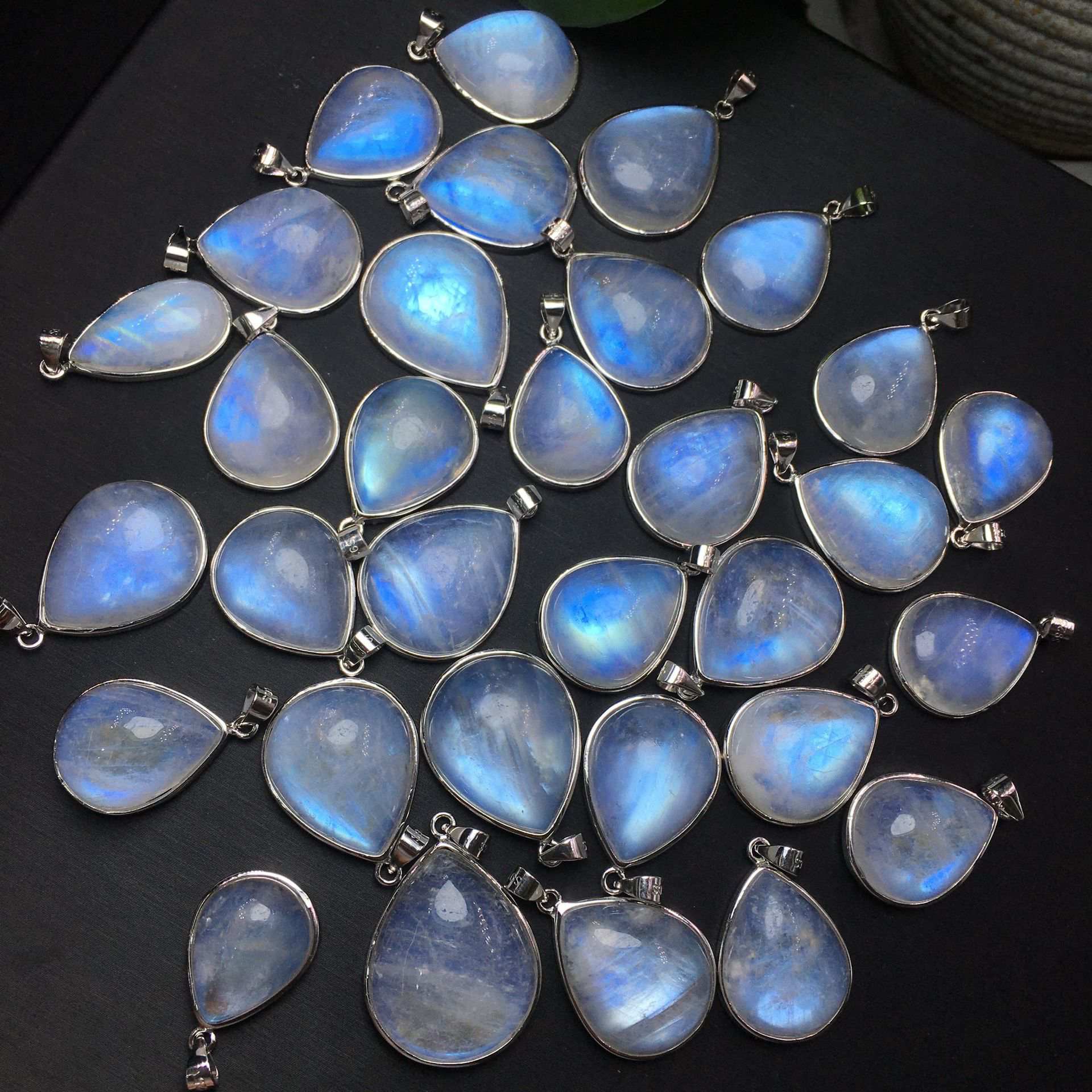 Blue Moonstone Droplet Pendant