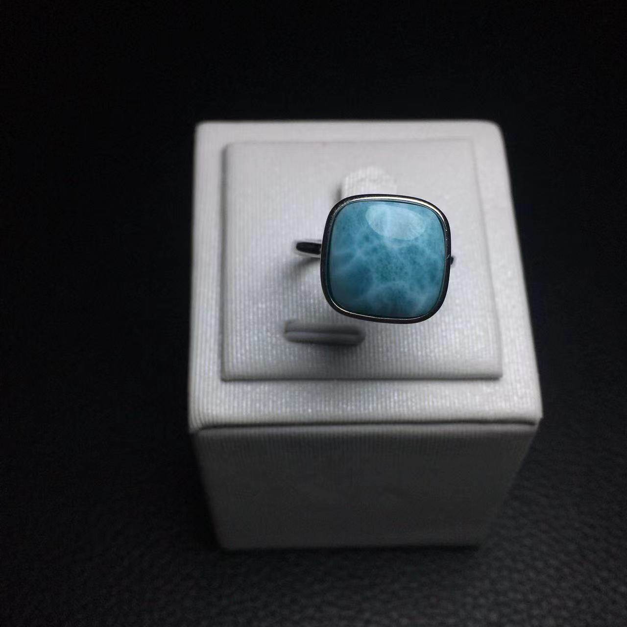 Natural Larimar Gemstone Ring s925 Silver