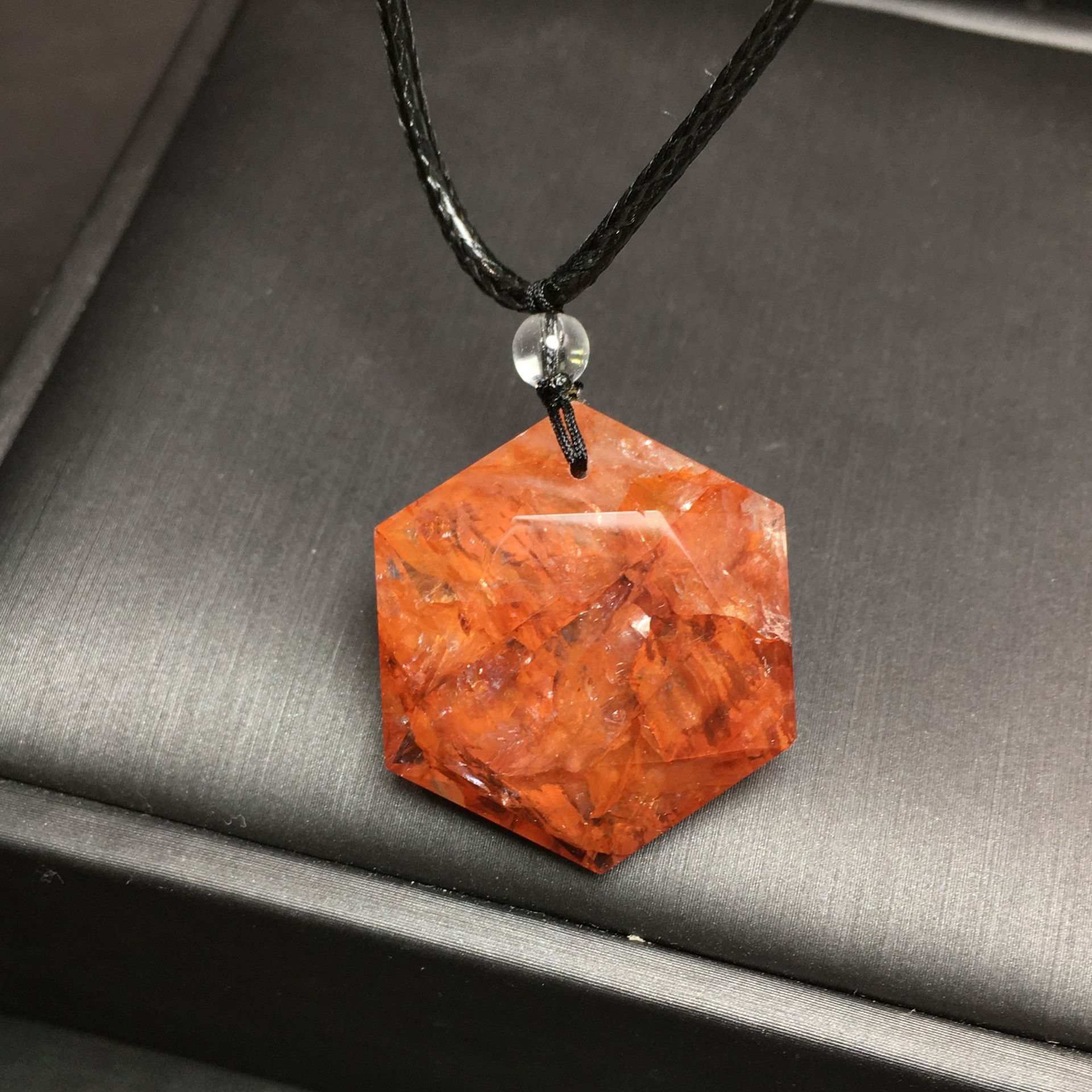 Red Hematoid Quartz Hexagram Pendant