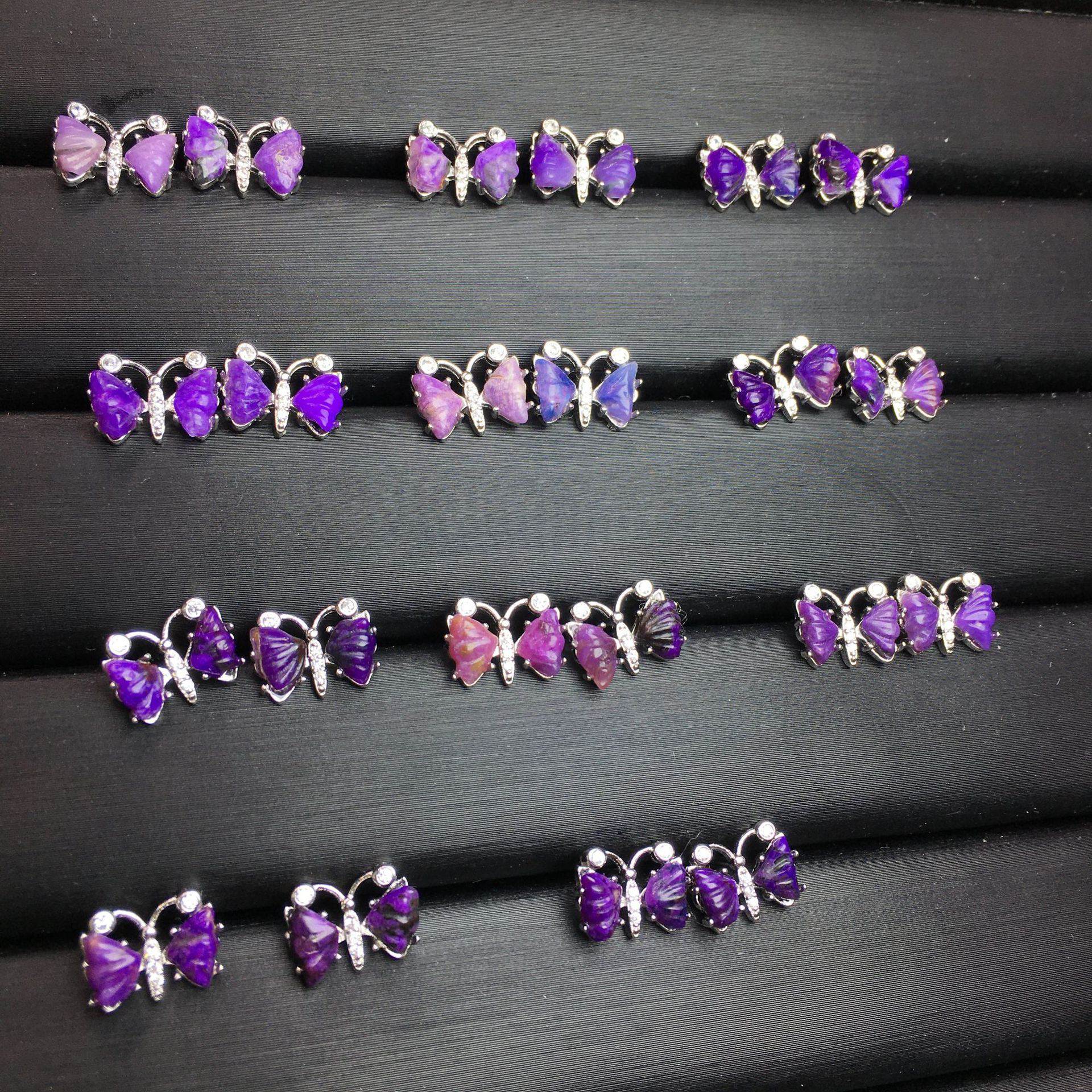 Sugilite Gemstone Butterfly Earrings