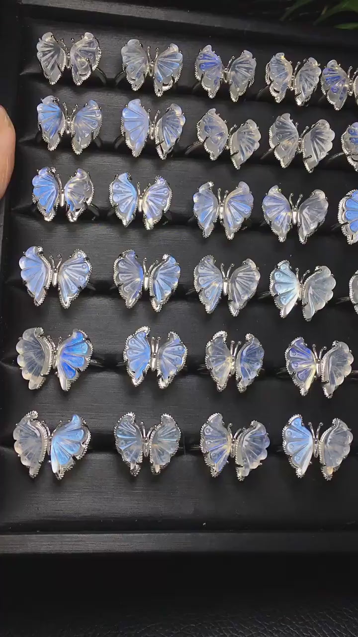 Blue Moonstone Butterfly Ring