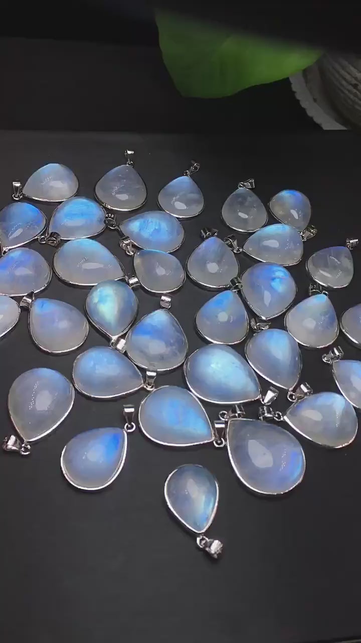 Blue Moonstone Droplet Pendant