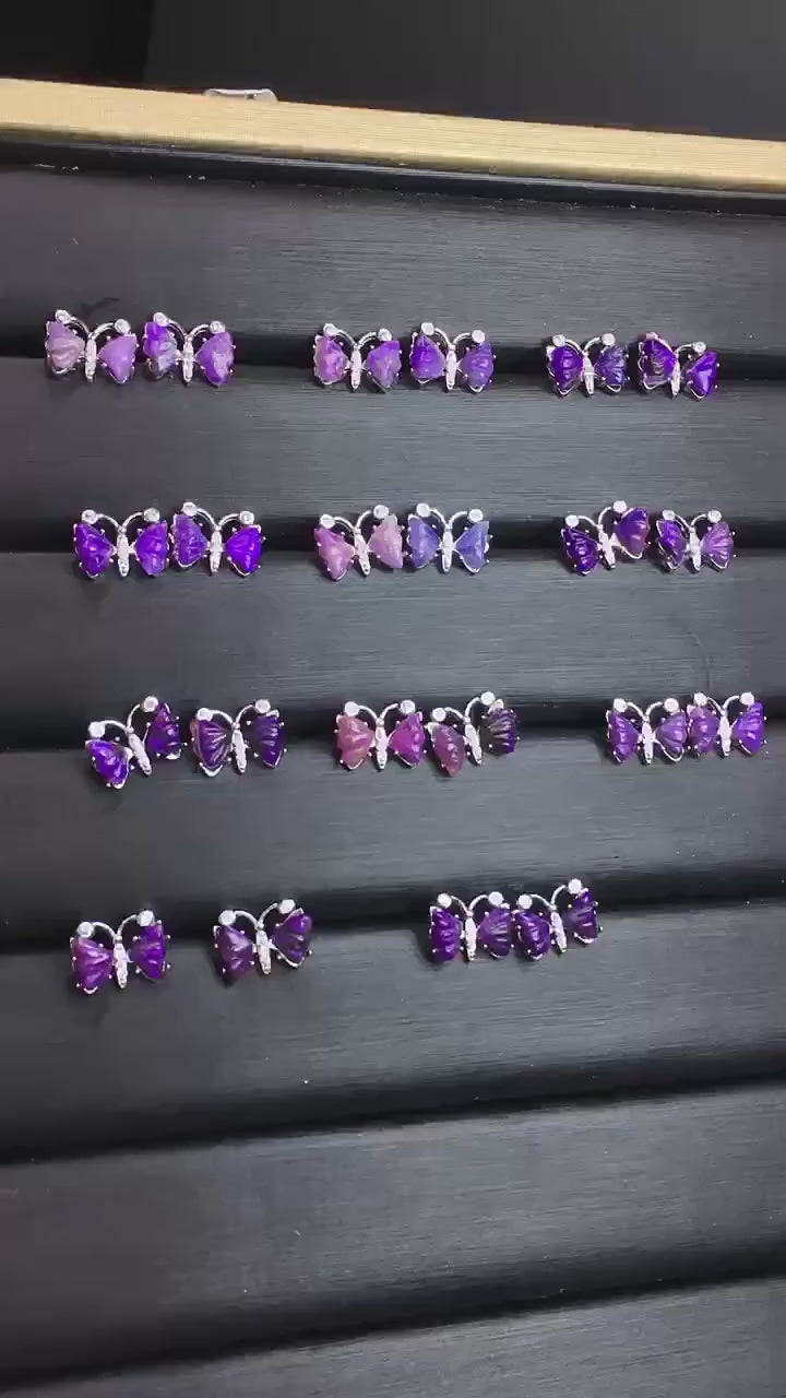 Sugilite Gemstone Butterfly Earrings